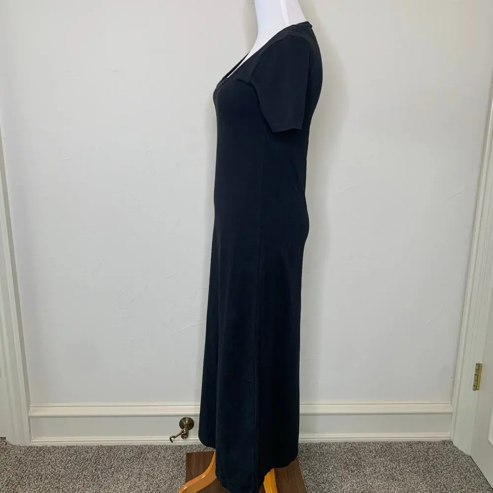 J Crew Black Short Sleeve Midi Dress Sz XXS